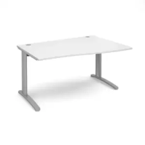 Image of Office Desk Right Hand Wave Desk 1400mm White Top With Silver Frame TR10