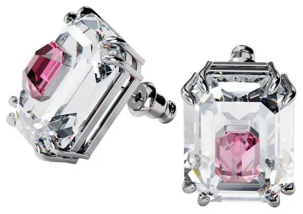 Image of Swarovski 5600627 Chroma Earrings Pink Rhodium Plated Jewellery