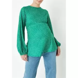 Image of Missguided Polka Dot Belted Maternity Mini Dress - Green