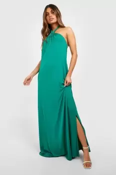 Image of Halterneck Twist Detail Maxi Dress