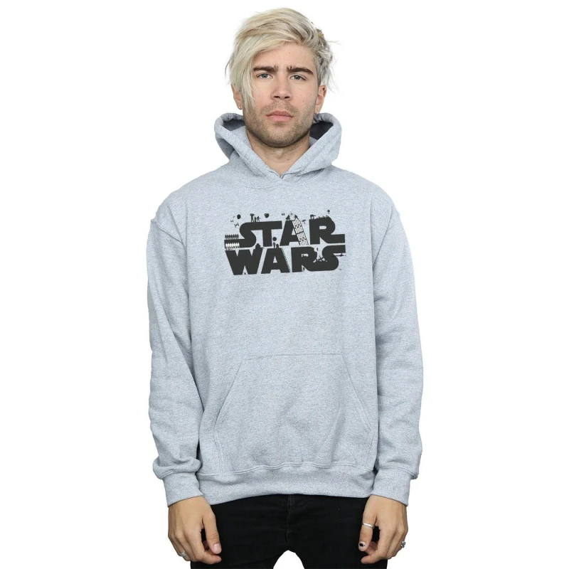 Image of Star Wars Star Wars Men Minimalist Logo Hoodie in Grey Size: Small Grey S Male 5057864291872