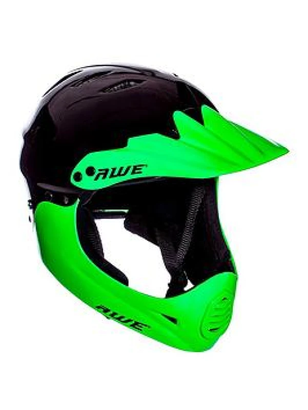Image of Awe Junior 16+ /Adult Bmx/Bike Full Face Helmet 56-58Cm Black/Green One Colour VZM4F Unisex