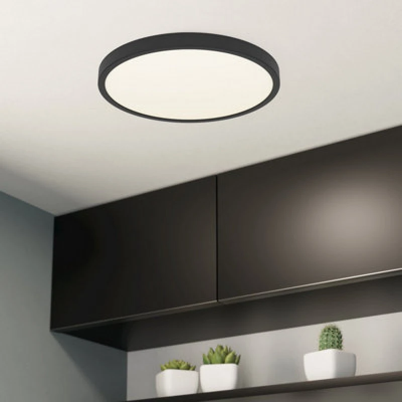 Image of EGLO Eglo Fueva 6 Ultra-Slim Surface-Mounted Black Round LED Ceiling Light WBS Black One Size Unisex 9008606330317