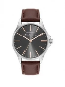 Image of Ben Sherman Grey Dial Brown Strap Watch, Brown, Men