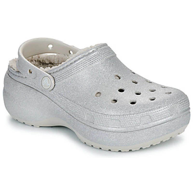 Image of Crocs Women Classic Platform Lined Glitter Clogs Silver missing