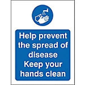 Image of Stewart Superior Health and Safety Sign Help prevent the spread of disease, keep your hands clean Plastic 30 x 20 cm