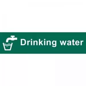 Image of Drinking Water&rsquo; Sign; Self-Adhesive Semi-Rigid PVC 200mm x
