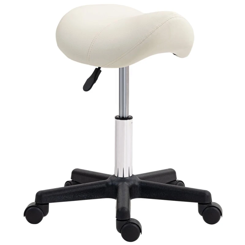 Image of HOMCOM Saddle Stool Adjustable Rolling Salon Chair for Massage Spa Beauty White - White TJ Hughes 5056725546243