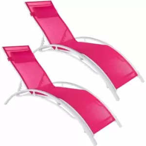 Image of Tectake Set Of 2 Alina Sun Loungers Pink