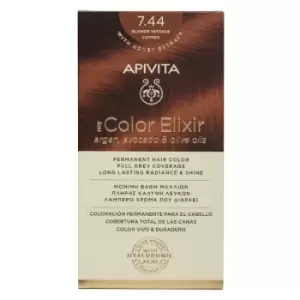 Image of Apivita My Color Elixir Permanent Hair Color 7.44 Blonde Intense Copper