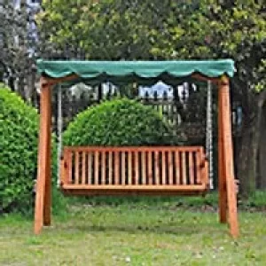 Image of OutSunny 3 Seater Swing Bench Larch Wood Green