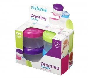 Image of Sistema Round 0.35 litres Dressing Pots Pack of 4 Pink