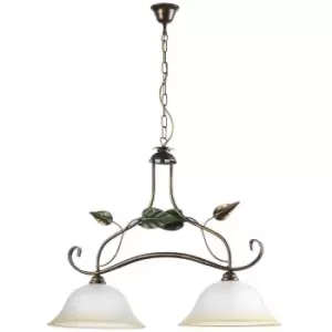 Image of Onli Miranda 2 Light Bar Pendant Ceiling Light, Antique Gold, Glass Shades