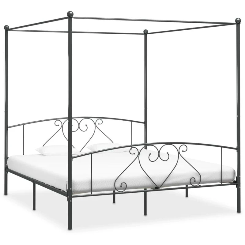 Image of VIDAXL 284445 Canopy Bed Frame without Mattress Grey Metal 180x200cm Super King Vidaxl 8719883783611