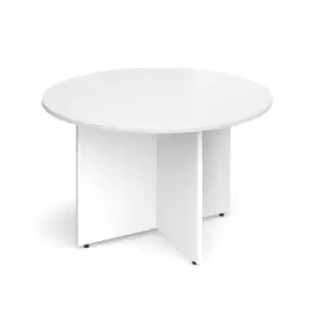 Image of Arrow head leg circular meeting table 1200mm - white