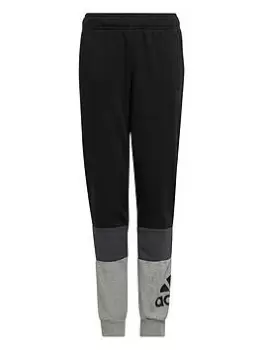 Image of Boys, adidas Essentials Junior Kids Colorblock Jogging Bottoms - Black, Size 9-10 Years