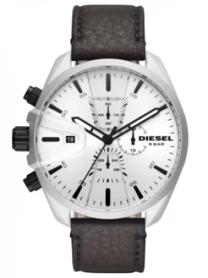 Image of Diesel MS9 Black Leather Strap Watch DZ4505