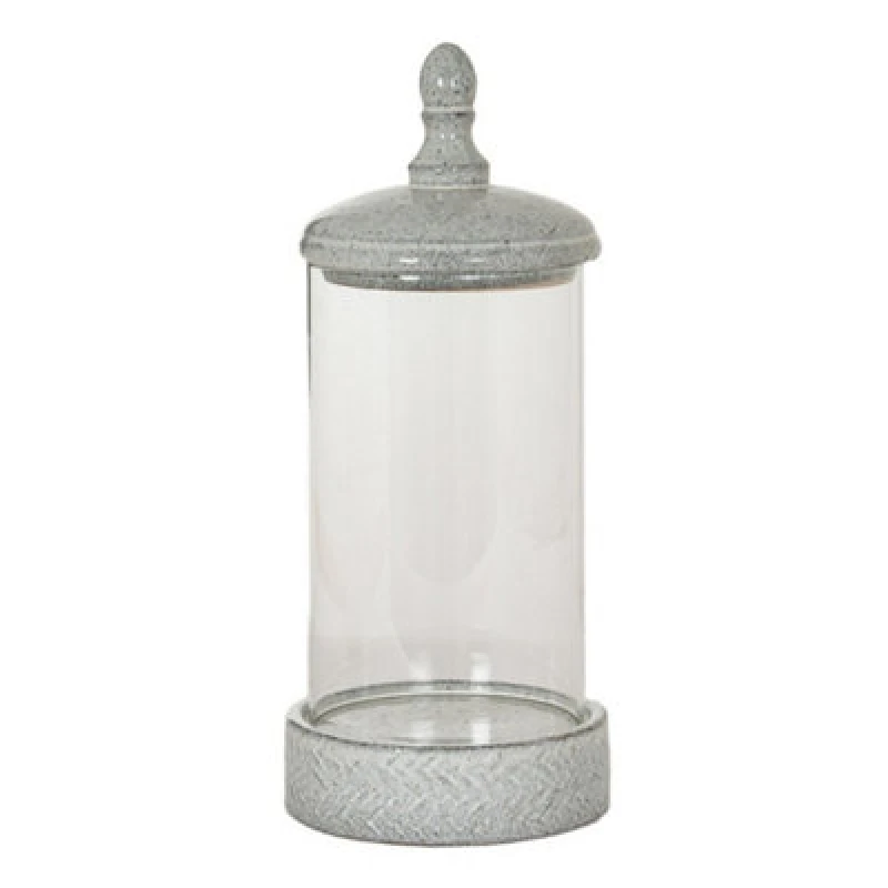 Image of Hill Interiors Sona Large Hurricane Lantern Candle Holder With Lid - Glass - L21 X W21 X H50 Cm - White