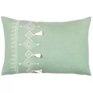 Image of Pritta Tasselled Cushion Eucalyptus, Eucalyptus / 40 x 60cm / Polyester Filled
