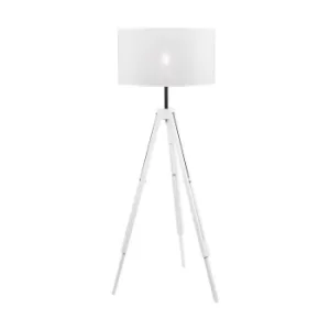 Image of Sofia Floor Lamp With Shade With Fabric Shade, White, 1x E27
