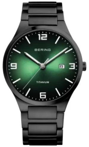 Image of Bering Mens Titanium Green Dial 15240-728 Watch