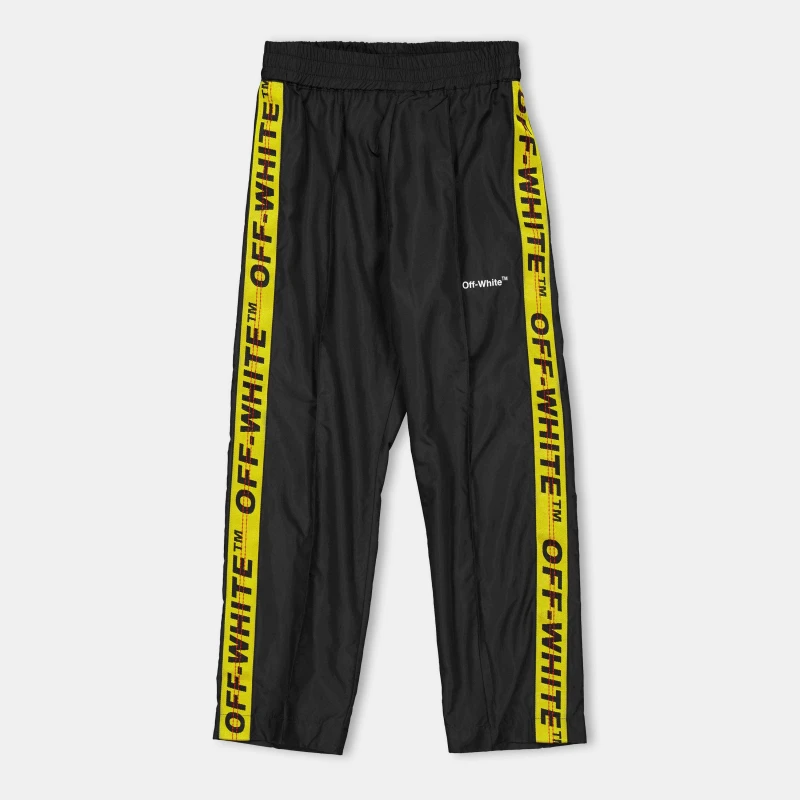 Image of Off White Kids Open Hem Woven Tracksuit Bottoms Black male 8Y