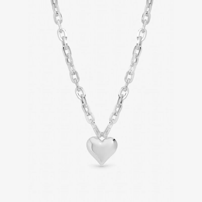 Image of Mood Silver Plated Polished Heart Necklace Silver female One Size