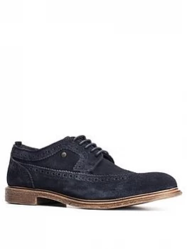 Image of Base London Onyx Suede Brogue - Navy, Size 12, Men