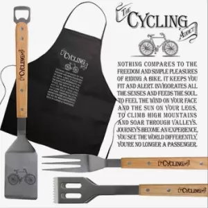Image of Ultimate Gift for Man BBQ Set Apron and Utensils Cycling