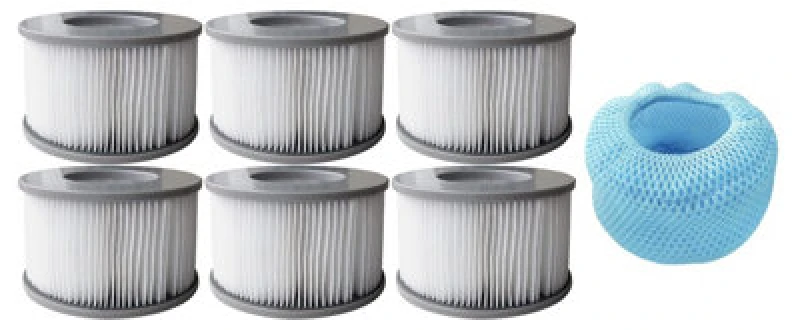 Image of Shatchi MSpa Filter Cartridge Pack of 6 - 90 Pleats Filter Cartridge and 1 Mesh Covers Grey