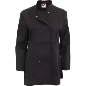 Image of Dennys Womens/Ladies Long Sleeve Fitted Chef Jacket (M) (Black) - Black