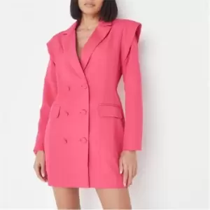 Image of Missguided Double Breasted Power Shoulder Blazer Dress - Pink