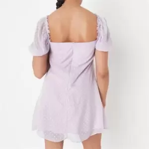 Image of Missguided Petite Dobby Mesh Milkmaid Mini Dress - Purple