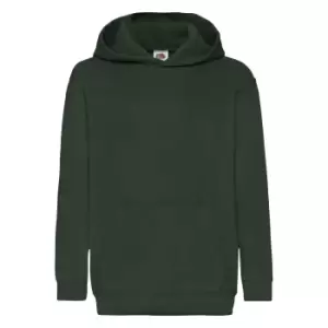 Image of Fruit Of The Loom Childrens Unisex Hooded Sweatshirt / Hoodie (12-13) (Bottle Green)