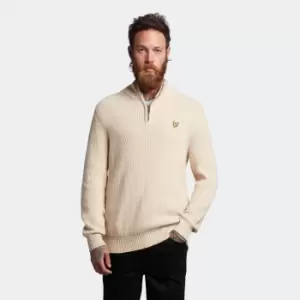 Image of Lyle & Scott Mens Ribbed Quarter Zip Jumper - Taupe - XL