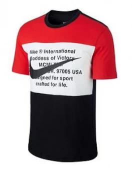 Image of Nike Swoosh T-Shirt - Black/Red