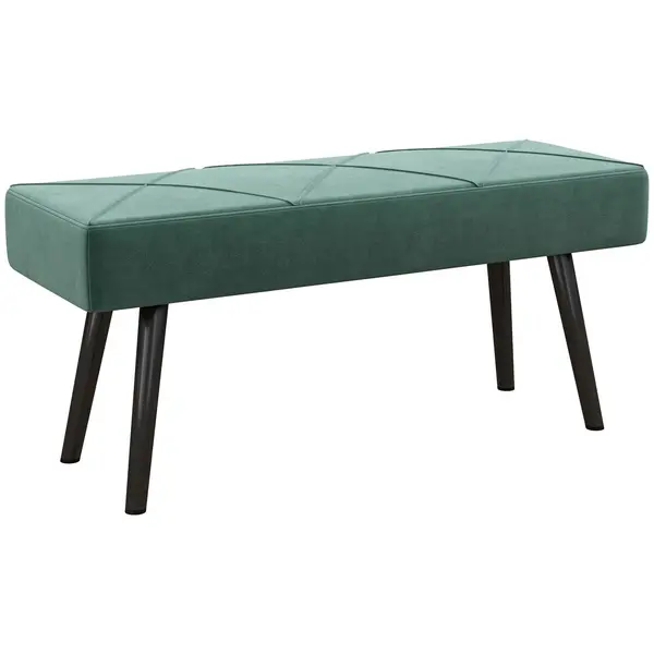 Image of HOMCOM End of Bed Bench with X-Shape Design and Steel Legs, Upholstered Hallway Bench for Bedroom, Green