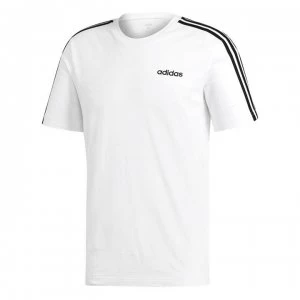 Image of Adidas 3 Stripe Essential T Shirt Mens - White/Black