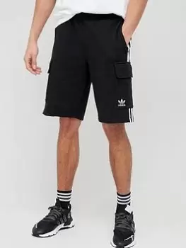 Image of adidas Originals 3 Stripe Cargo Shorts - Black Size XS Men