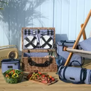 Image of Three Rivers 4 Person Picnic Basket with Picnicware Brown