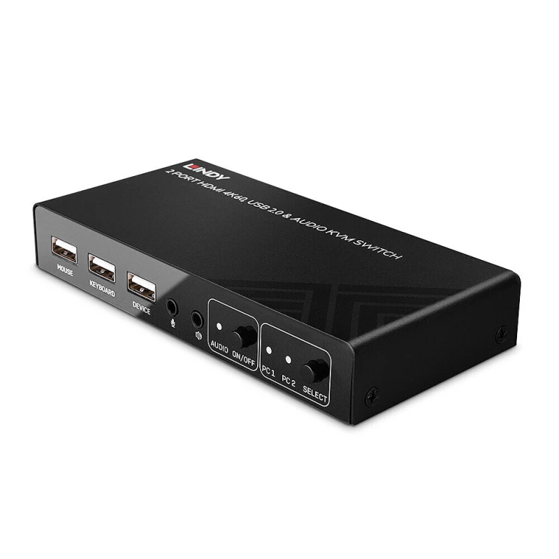 Image of Lindy LINDY 2 Port KVM Switch HDMI 4K60, USB 2.0 & Audio 2 ports KVM changeover switch HDMI 4096 x 2160 Pixel 32809