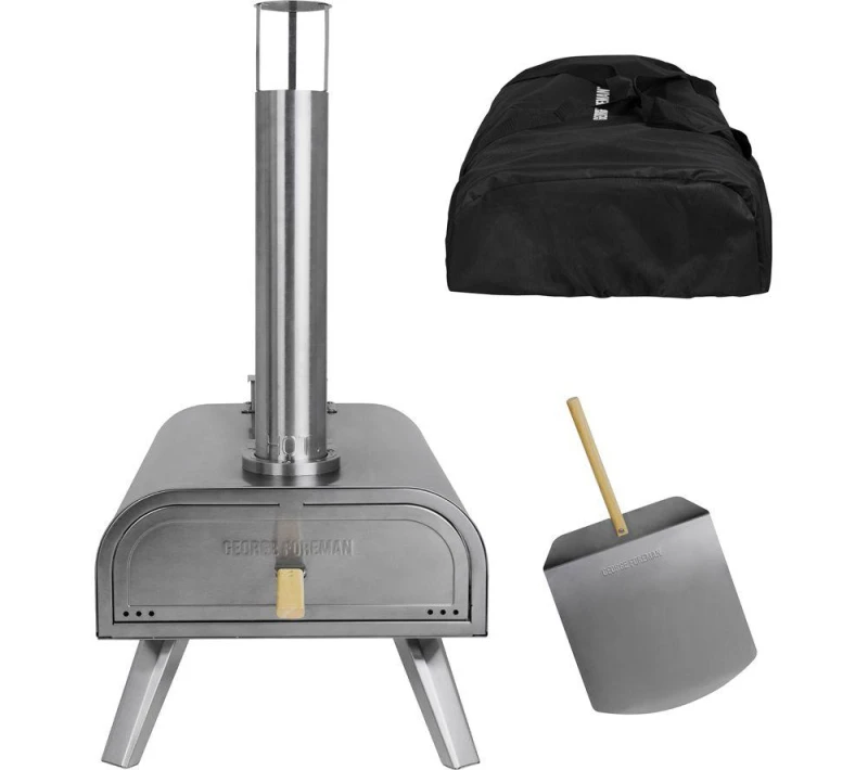 Image of GEORGE FOREMAN GFWPPO2SSPC Wood Pellet Pizza Oven - Stainless Steel 5056233837888