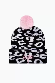 Image of Cheetah Knitted Pom Pom Beanie