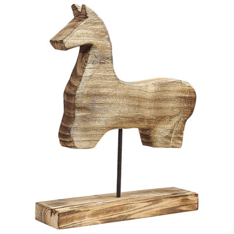 Image of Beliani Figurine Horse Colima Paulownia Wood Light Brown