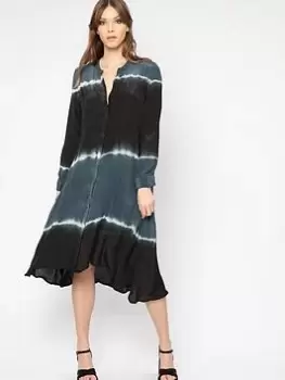 Image of Religion A Line Midi Tie Dye Shirt Dress- Multi, Size 8, Women