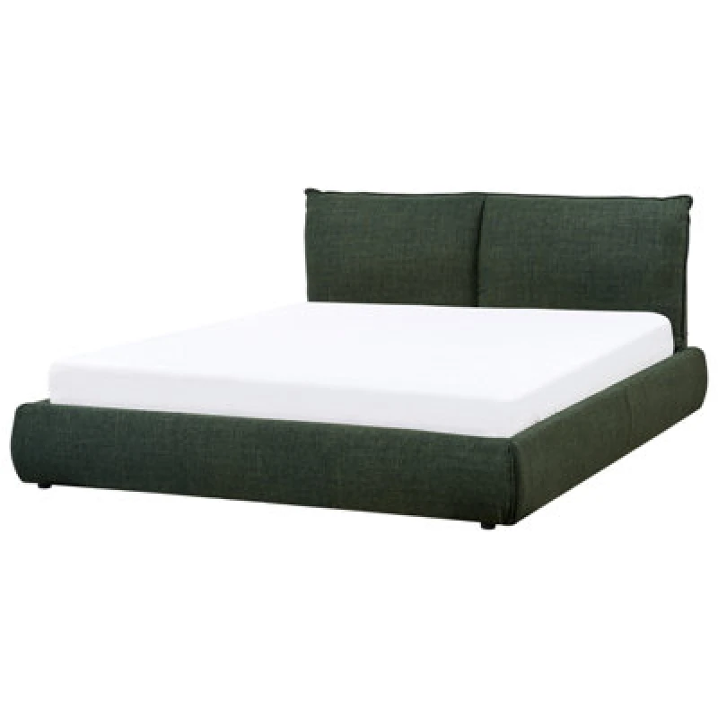 Image of Beliani Bed Fabric Vinay 160 X 200 Cm (Eu King Size) Dark Green