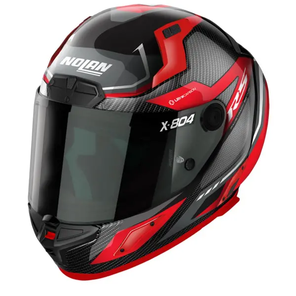 Image of Nolan X-804 RS Ultra Carbon Maven 015 Red Grey Full Face Helmet Size S