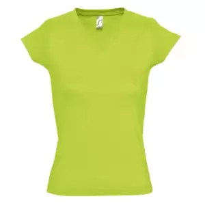 Image of SOLs Womens/Ladies Moon V Neck Short Sleeve T-Shirt (L) (Apple Green)