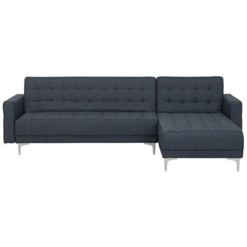 Image of Beliani Modular Corner Sofa Bed 4 Seater Aberdeen Fabric Dark Grey Left Hand