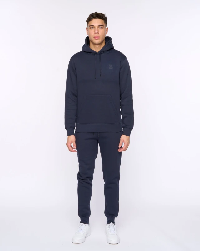 Image of Duck&Cover Merchell Mens Premium Cotton-Rich Hoodie & Cuffed Jogger Two Piece Set in Navy Size: Large Navy Male L